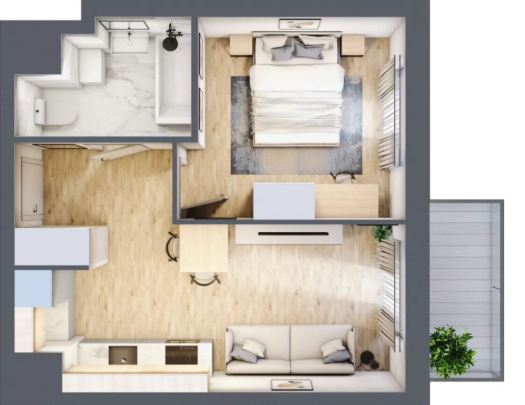 2 pokoje, mieszkanie 36,27 m², piętro 3, oferta nr A4-3-72, Hipoteczna Park, Łódź, Bałuty, ul. Hipoteczna 7