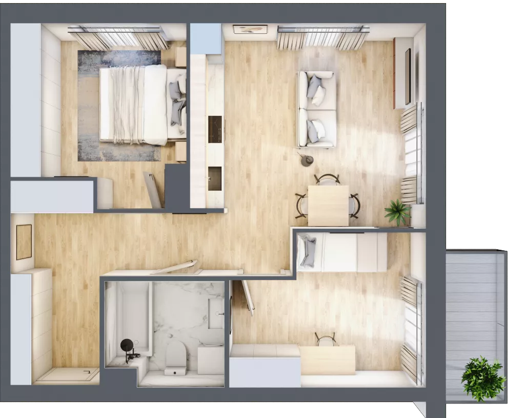 3 pokoje, mieszkanie 55,25 m², piętro 3, oferta nr A4-3-76, Hipoteczna Park, Łódź, Bałuty, ul. Hipoteczna 7