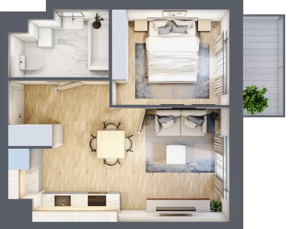 2 pokoje, mieszkanie 36,67 m², piętro 4, oferta nr A4-4-52, Hipoteczna Park, Łódź, Bałuty, ul. Hipoteczna 7