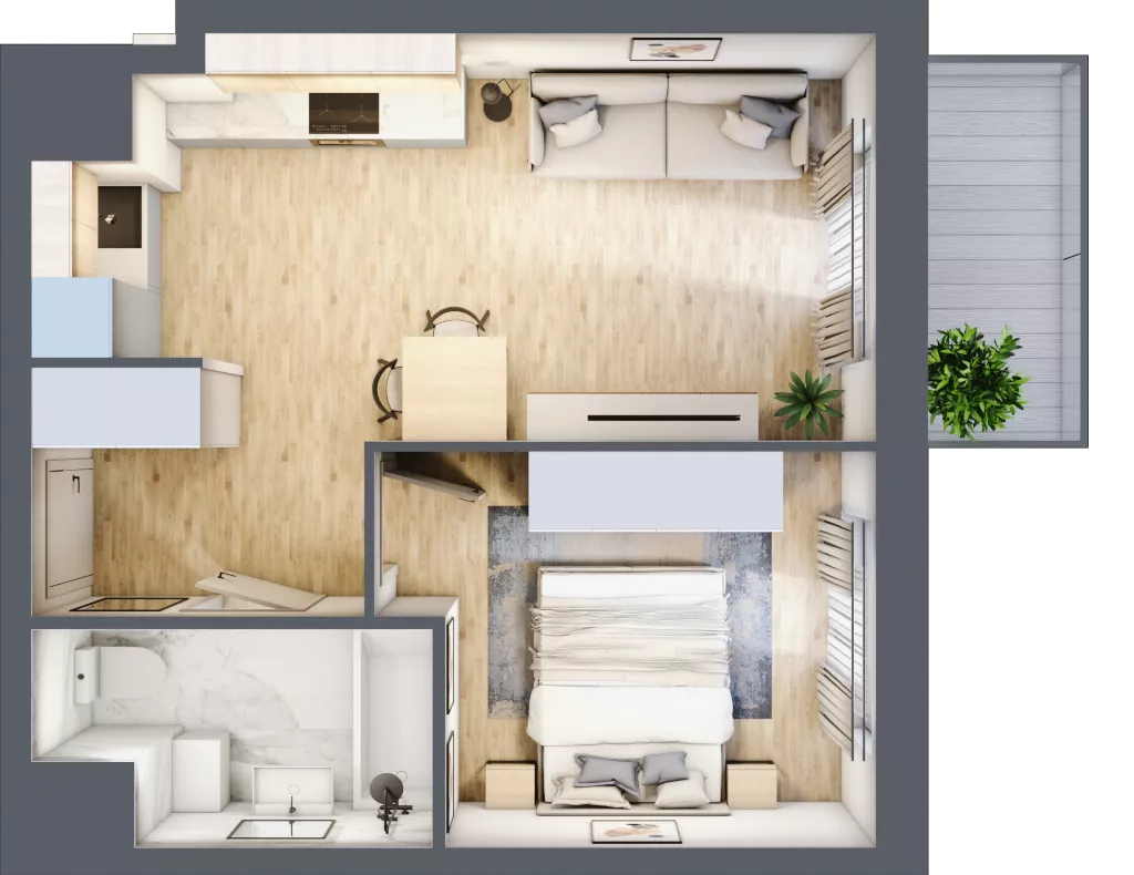 2 pokoje, mieszkanie 36,31 m², piętro 4, oferta nr A4-4-77, Hipoteczna Park, Łódź, Bałuty, ul. Hipoteczna 7