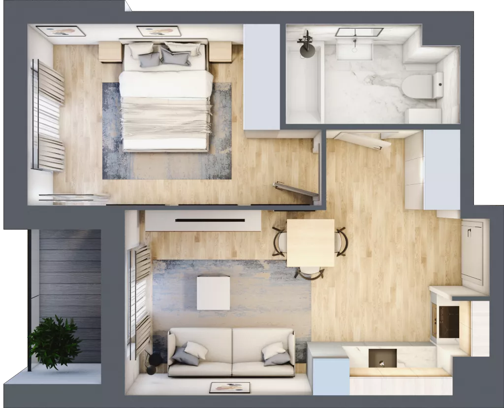 2 pokoje, mieszkanie 38,20 m², piętro 4, oferta nr A4-4-79, Hipoteczna Park, Łódź, Bałuty, ul. Hipoteczna 7