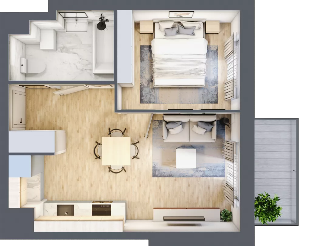 2 pokoje, mieszkanie 36,68 m², piętro 5, oferta nr A4-5-57, Hipoteczna Park, Łódź, Bałuty, ul. Hipoteczna 7