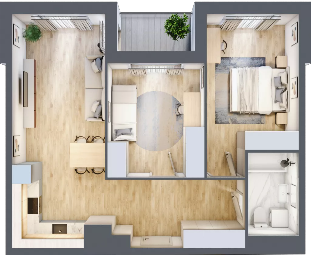3 pokoje, mieszkanie 62,05 m², piętro 5, oferta nr A4-5-60, Hipoteczna Park, Łódź, Bałuty, ul. Hipoteczna 7