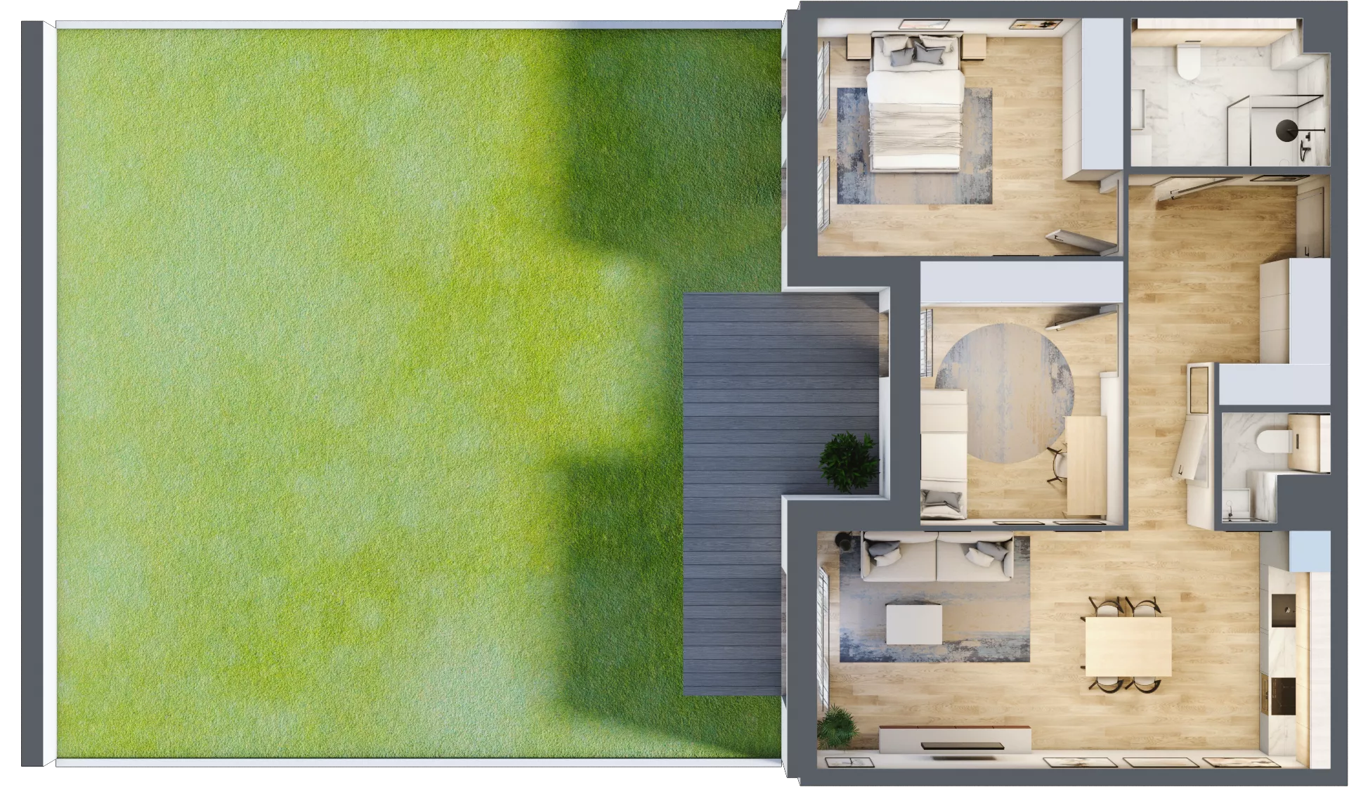 3 pokoje, mieszkanie 73,49 m², parter, oferta nr 1.00.B04, Ogrody Andersa III, Gliwice, Wojska Polskiego, ul. Generała Władysława Andersa