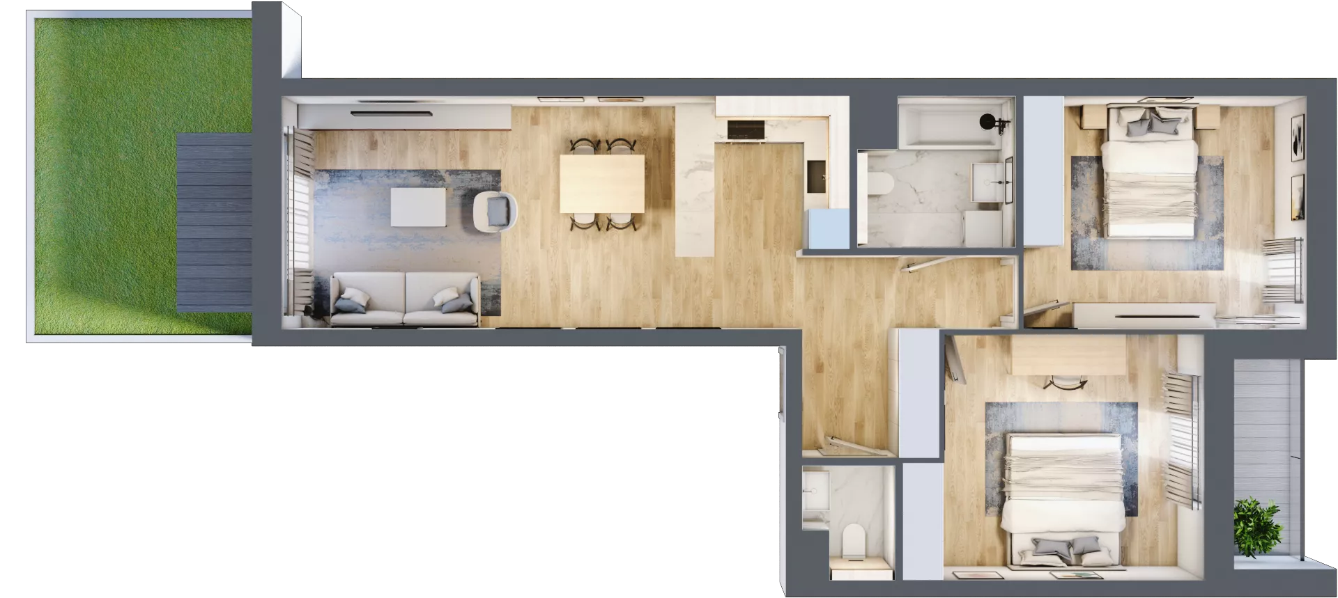 3 pokoje, mieszkanie 73,00 m², parter, oferta nr 1.00.E01, Ogrody Andersa III, Gliwice, Wojska Polskiego, ul. Generała Władysława Andersa