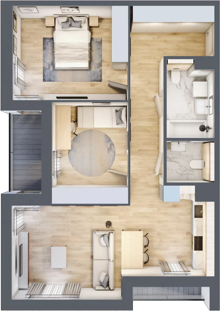 3 pokoje, mieszkanie 71,87 m², piętro 1, oferta nr 1.01.A05, Ogrody Andersa III, Gliwice, Wojska Polskiego, ul. Generała Władysława Andersa