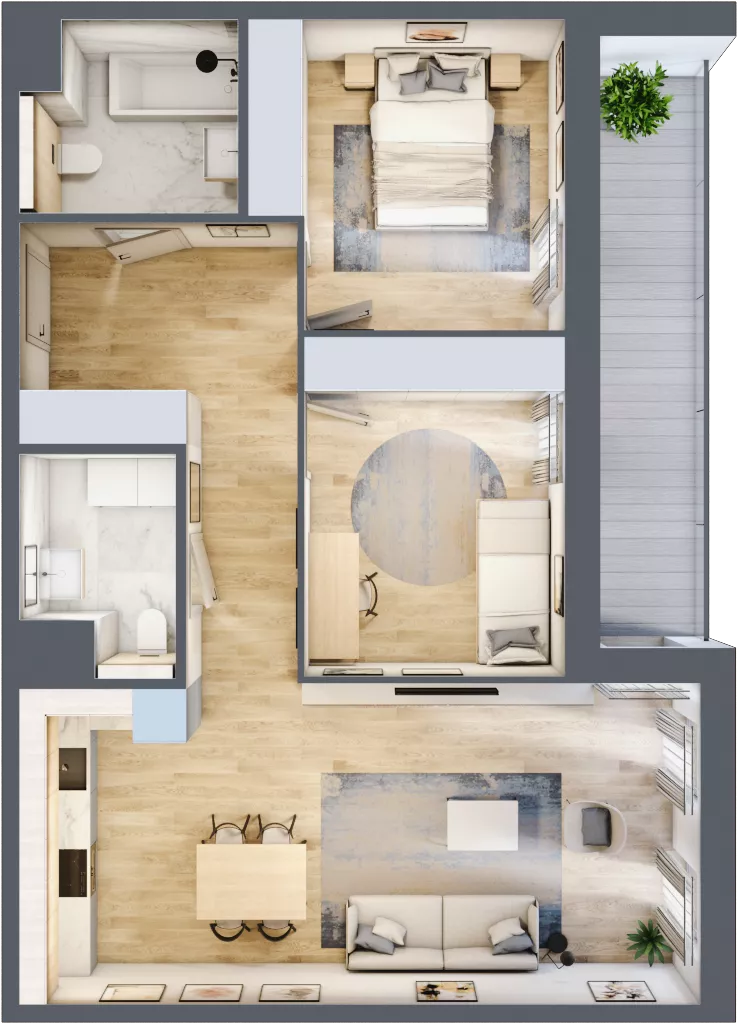 3 pokoje, mieszkanie 69,83 m², piętro 1, oferta nr 1.01.D07, Ogrody Andersa III, Gliwice, Wojska Polskiego, ul. Generała Władysława Andersa