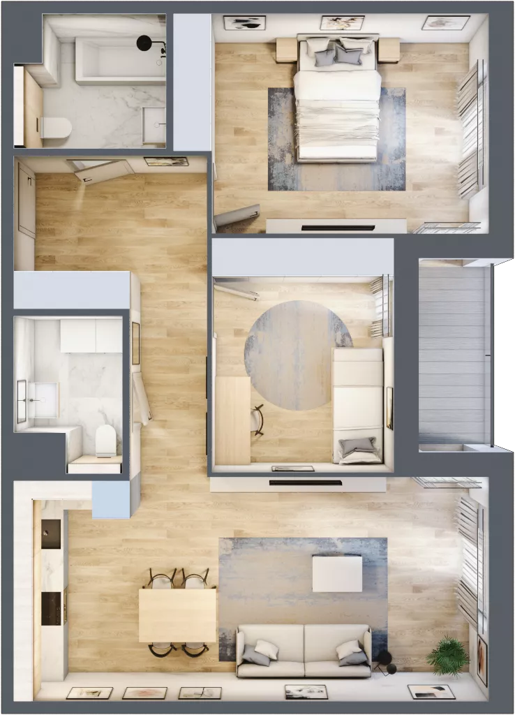 3 pokoje, mieszkanie 75,19 m², piętro 1, oferta nr 1.01.D08, Ogrody Andersa III, Gliwice, Wojska Polskiego, ul. Generała Władysława Andersa