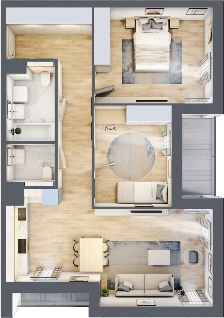 3 pokoje, mieszkanie 72,09 m², piętro 1, oferta nr 1.01.E07, Ogrody Andersa III, Gliwice, Wojska Polskiego, ul. Generała Władysława Andersa