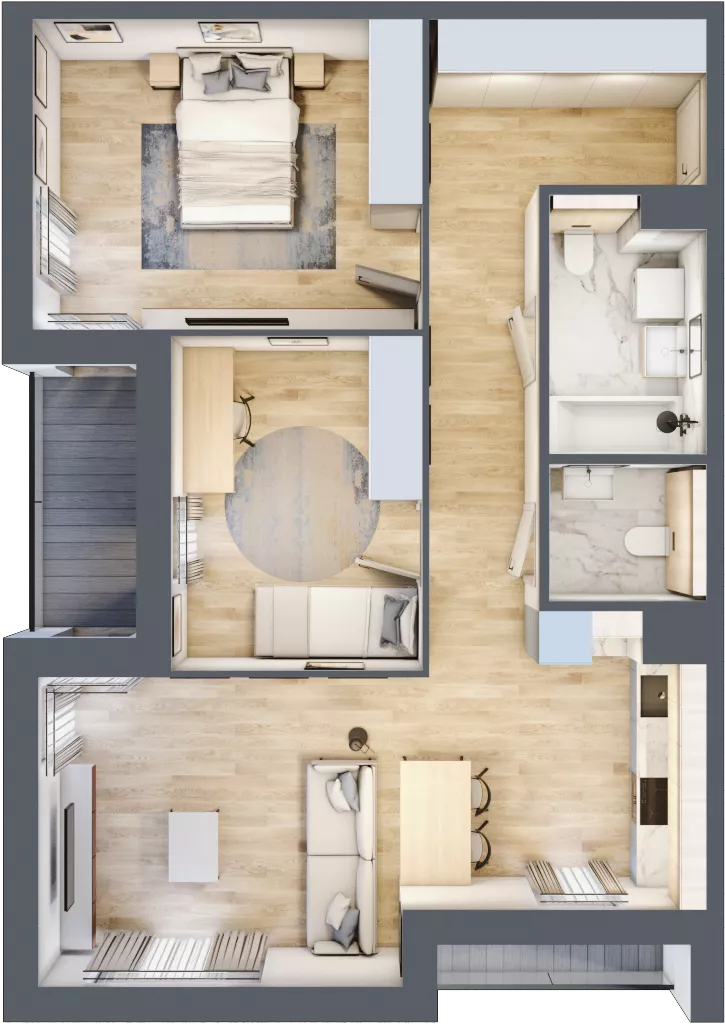3 pokoje, mieszkanie 72,10 m², piętro 2, oferta nr 1.02.A08, Ogrody Andersa III, Gliwice, Wojska Polskiego, ul. Generała Władysława Andersa