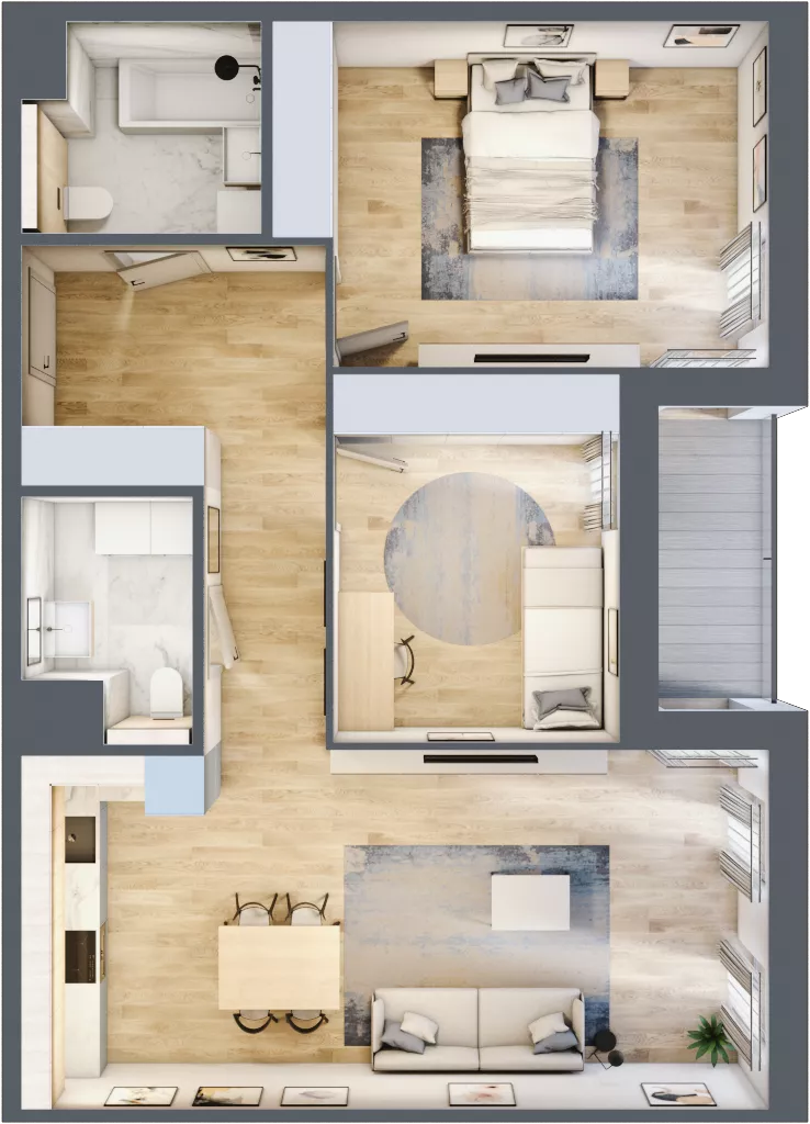 3 pokoje, mieszkanie 75,19 m², piętro 3, oferta nr 1.03.D19, Ogrody Andersa III, Gliwice, Wojska Polskiego, ul. Generała Władysława Andersa