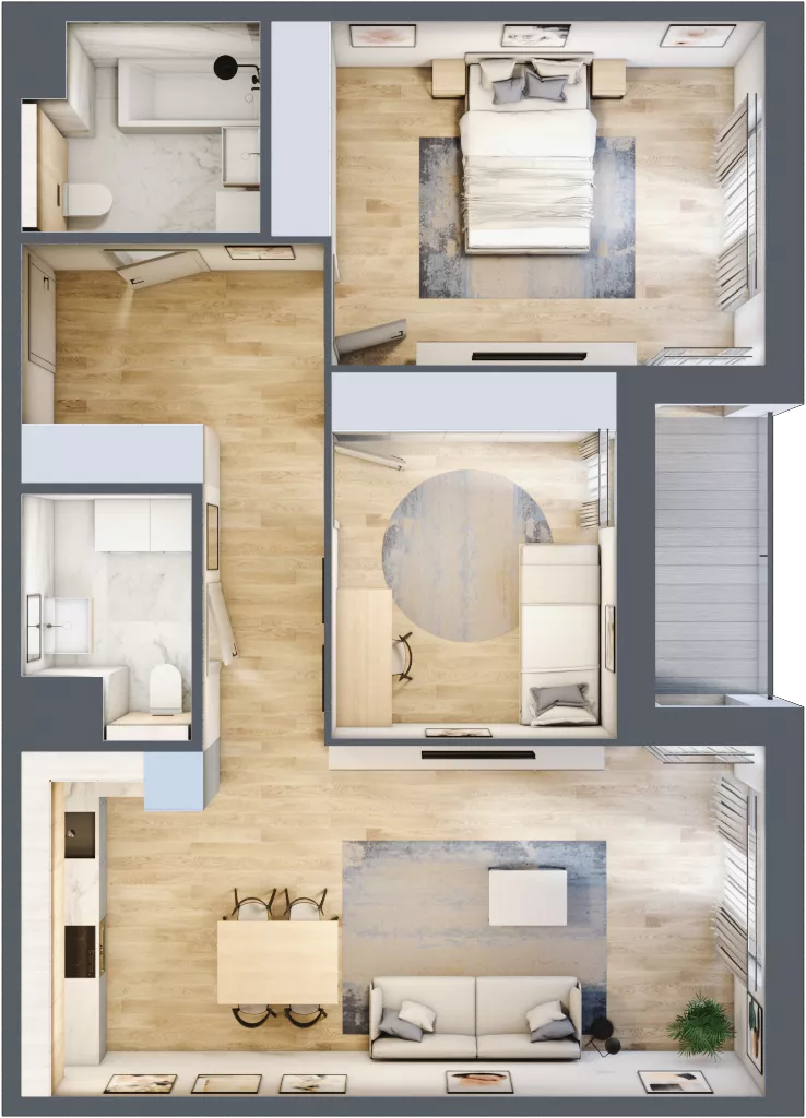 3 pokoje, mieszkanie 75,19 m², piętro 3, oferta nr 1.03.D20, Ogrody Andersa III, Gliwice, Wojska Polskiego, ul. Generała Władysława Andersa