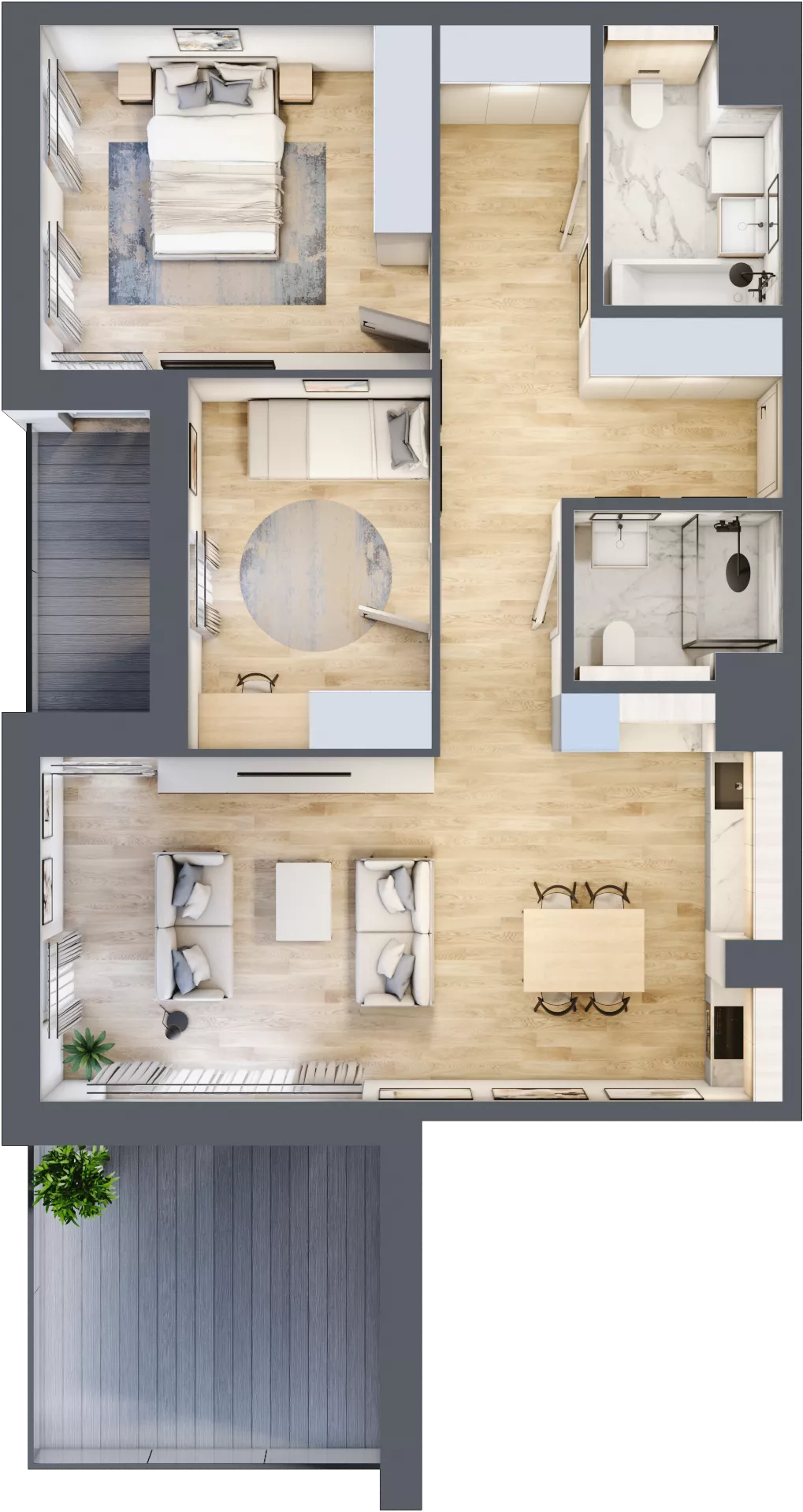 3 pokoje, mieszkanie 74,49 m², piętro 4, oferta nr 1.04.A15, Ogrody Andersa III, Gliwice, Wojska Polskiego, ul. Generała Władysława Andersa