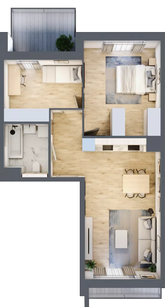 3 pokoje, mieszkanie 58,37 m², piętro 4, oferta nr 1.04.B28, Ogrody Andersa III, Gliwice, Wojska Polskiego, ul. Generała Władysława Andersa