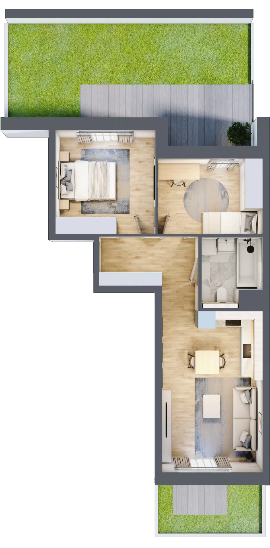 3 pokoje, mieszkanie 53,60 m², parter, oferta nr 4.00.C01, Ogrody Andersa III, Gliwice, Wojska Polskiego, ul. Generała Władysława Andersa