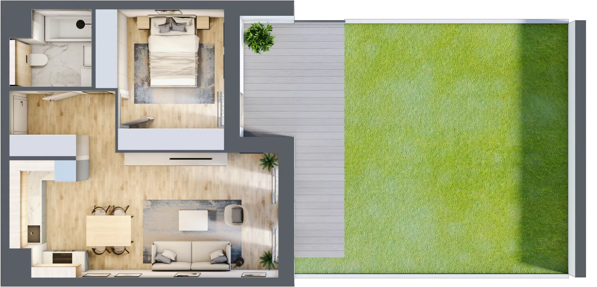 2 pokoje, mieszkanie 48,08 m², parter, oferta nr 4.00.D04, Ogrody Andersa III, Gliwice, Wojska Polskiego, ul. Generała Władysława Andersa
