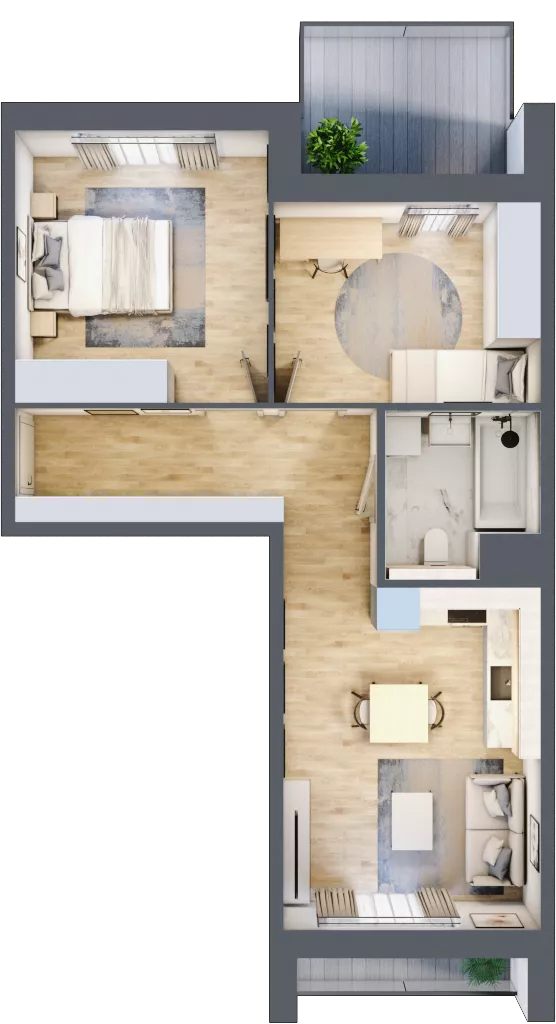 3 pokoje, mieszkanie 54,92 m², piętro 2, oferta nr 4.02.C05, Ogrody Andersa III, Gliwice, Wojska Polskiego, ul. Generała Władysława Andersa