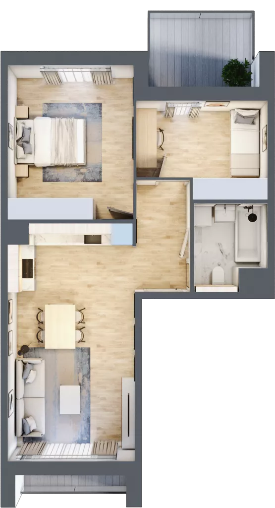 3 pokoje, mieszkanie 58,00 m², piętro 2, oferta nr 4.02.D11, Ogrody Andersa III, Gliwice, Wojska Polskiego, ul. Generała Władysława Andersa