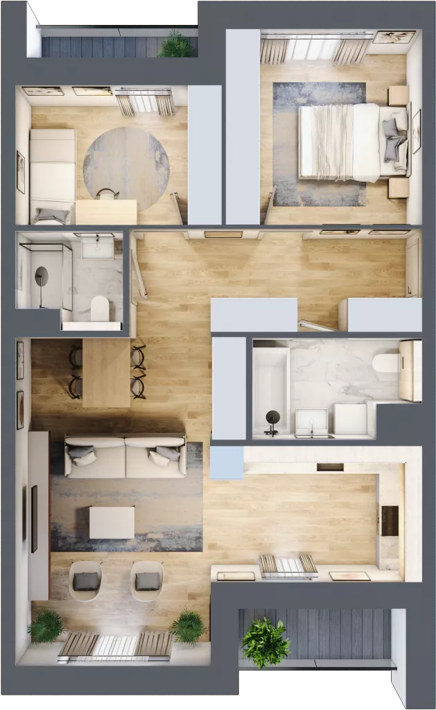 3 pokoje, mieszkanie 69,52 m², piętro 2, oferta nr 4.02.C07, Ogrody Andersa III, Gliwice, Wojska Polskiego, ul. Generała Władysława Andersa