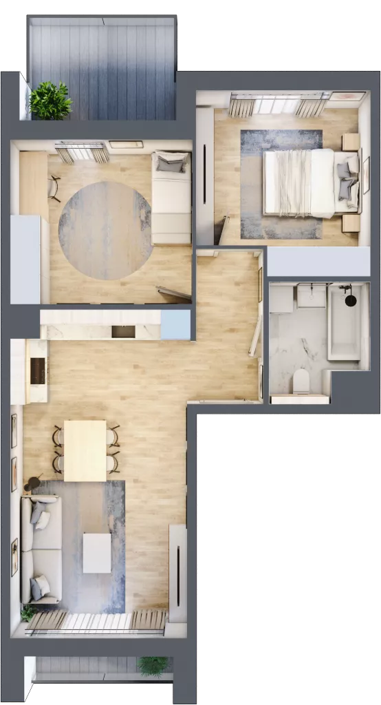 3 pokoje, mieszkanie 57,99 m², piętro 3, oferta nr 4.03.D16, Ogrody Andersa III, Gliwice, Wojska Polskiego, ul. Generała Władysława Andersa