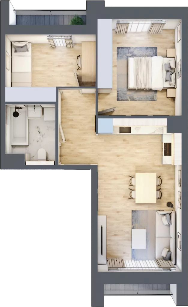 3 pokoje, mieszkanie 54,77 m², piętro 4, oferta nr 4.04.B16, Ogrody Andersa III, Gliwice, Wojska Polskiego, ul. Generała Władysława Andersa