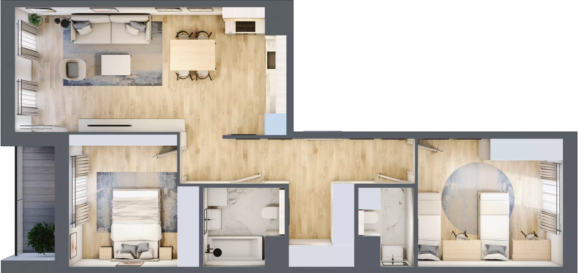 3 pokoje, mieszkanie 74,13 m², piętro 4, oferta nr 4.04.B14, Ogrody Andersa III, Gliwice, Wojska Polskiego, ul. Generała Władysława Andersa