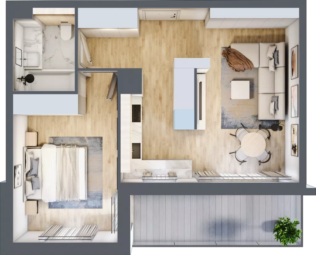 2 pokoje, mieszkanie 48,95 m², piętro 4, oferta nr B.4.2, ATAL Parkowa, Poznań, Nowe Miasto, Osiedle Warszawskie, ul. Mogileńska