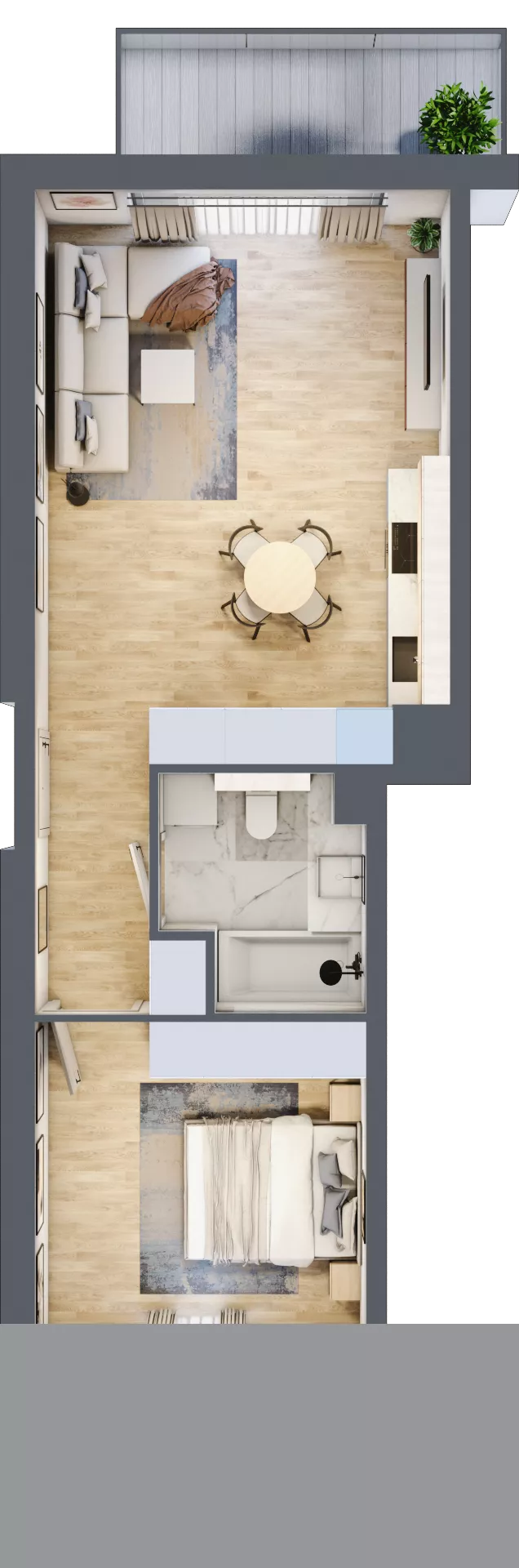 2 pokoje, mieszkanie 48,30 m², piętro 1, oferta nr B.1.1, ATAL Parkowa, Poznań, Nowe Miasto, Osiedle Warszawskie, ul. Mogileńska