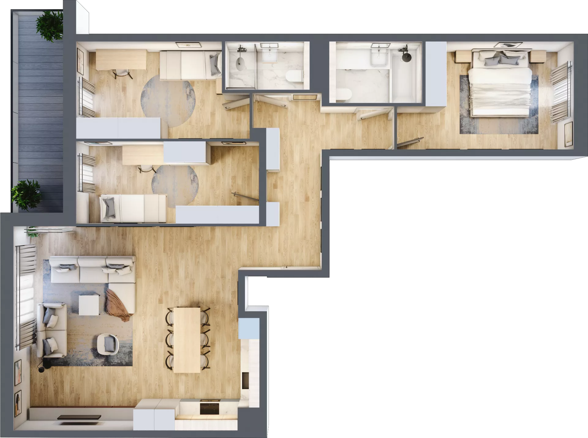 4 pokoje, mieszkanie 98,40 m², piętro 3, oferta nr C.3.1, ATAL Parkowa, Poznań, Nowe Miasto, Osiedle Warszawskie, ul. Mogileńska