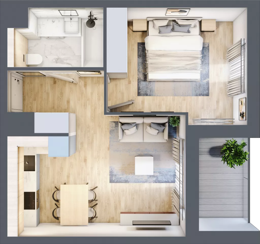2 pokoje, mieszkanie 39,68 m², piętro 2, oferta nr D.2.5, ATAL Parkowa, Poznań, Nowe Miasto, Osiedle Warszawskie, ul. Mogileńska