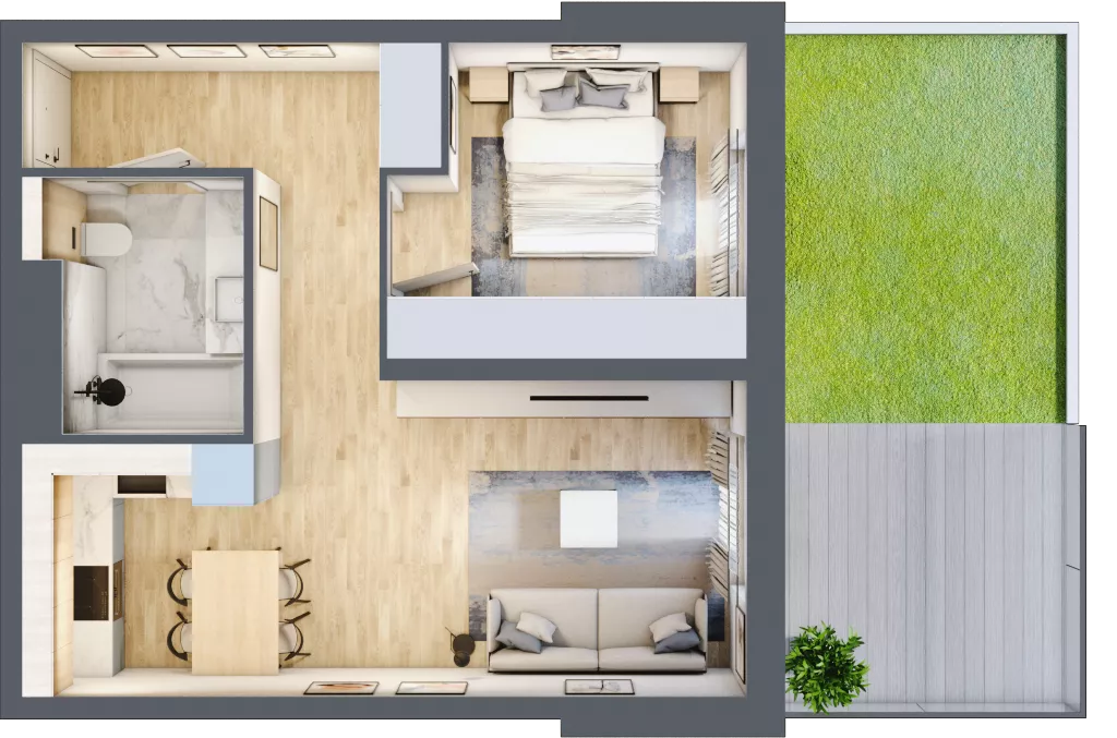 2 pokoje, mieszkanie 42,58 m², parter, oferta nr D.0.5, ATAL Parkowa, Poznań, Nowe Miasto, Osiedle Warszawskie, ul. Mogileńska