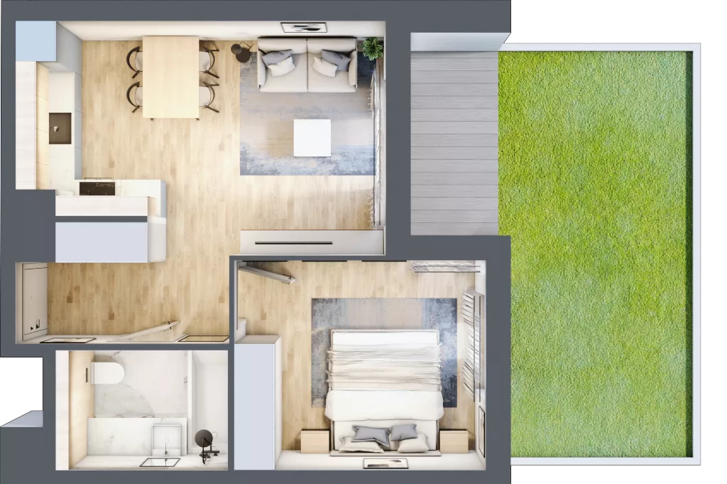 2 pokoje, mieszkanie 39,38 m², parter, oferta nr D.0.2, ATAL Parkowa, Poznań, Nowe Miasto, Osiedle Warszawskie, ul. Mogileńska