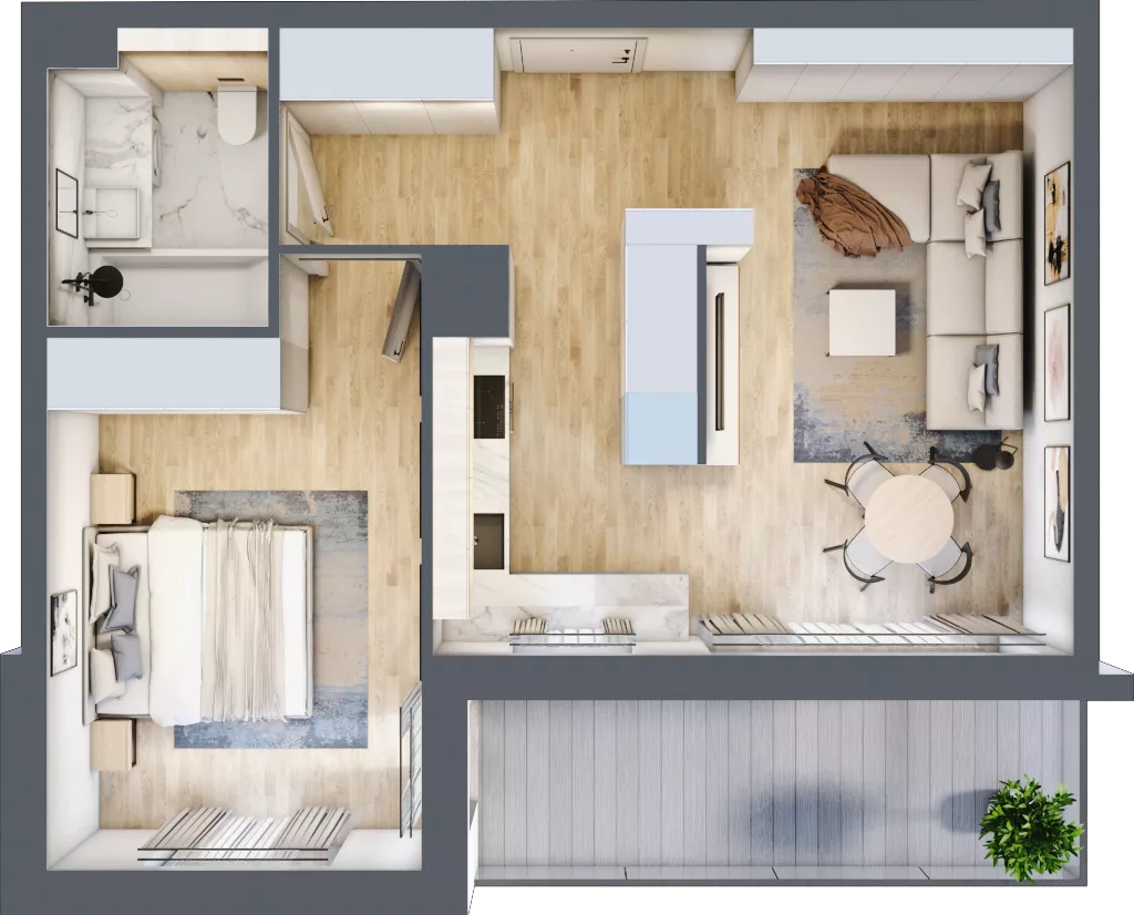 2 pokoje, mieszkanie 48,95 m², piętro 2, oferta nr B.2.2, ATAL Parkowa, Poznań, Nowe Miasto, Osiedle Warszawskie, ul. Mogileńska
