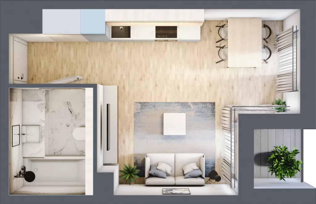 1 pokój, mieszkanie 27,78 m², piętro 2, oferta nr D.2.4, ATAL Parkowa, Poznań, Nowe Miasto, Osiedle Warszawskie, ul. Mogileńska