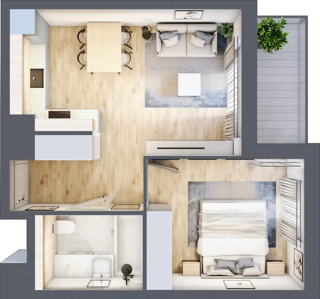 2 pokoje, mieszkanie 39,38 m², piętro 4, oferta nr D.4.3, ATAL Parkowa, Poznań, Nowe Miasto, Osiedle Warszawskie, ul. Mogileńska