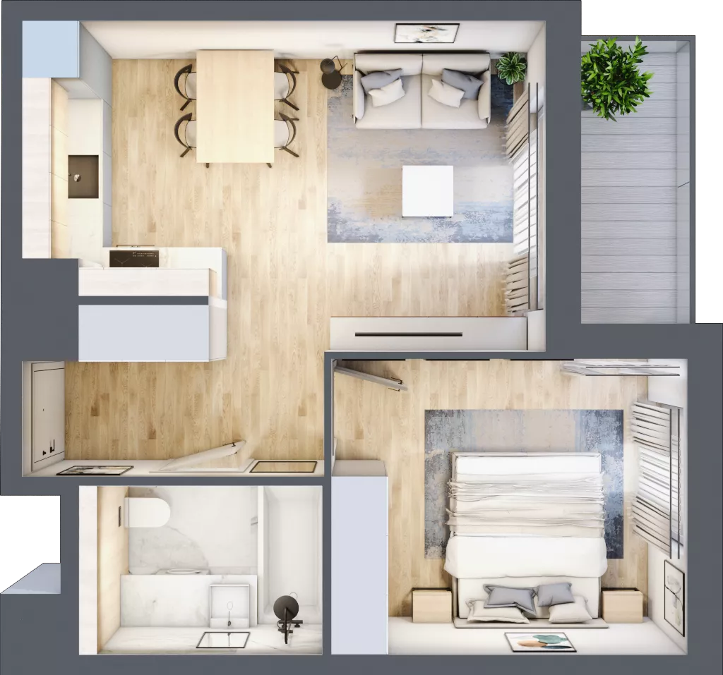 2 pokoje, mieszkanie 39,38 m², piętro 3, oferta nr D.3.3, ATAL Parkowa, Poznań, Nowe Miasto, Osiedle Warszawskie, ul. Mogileńska