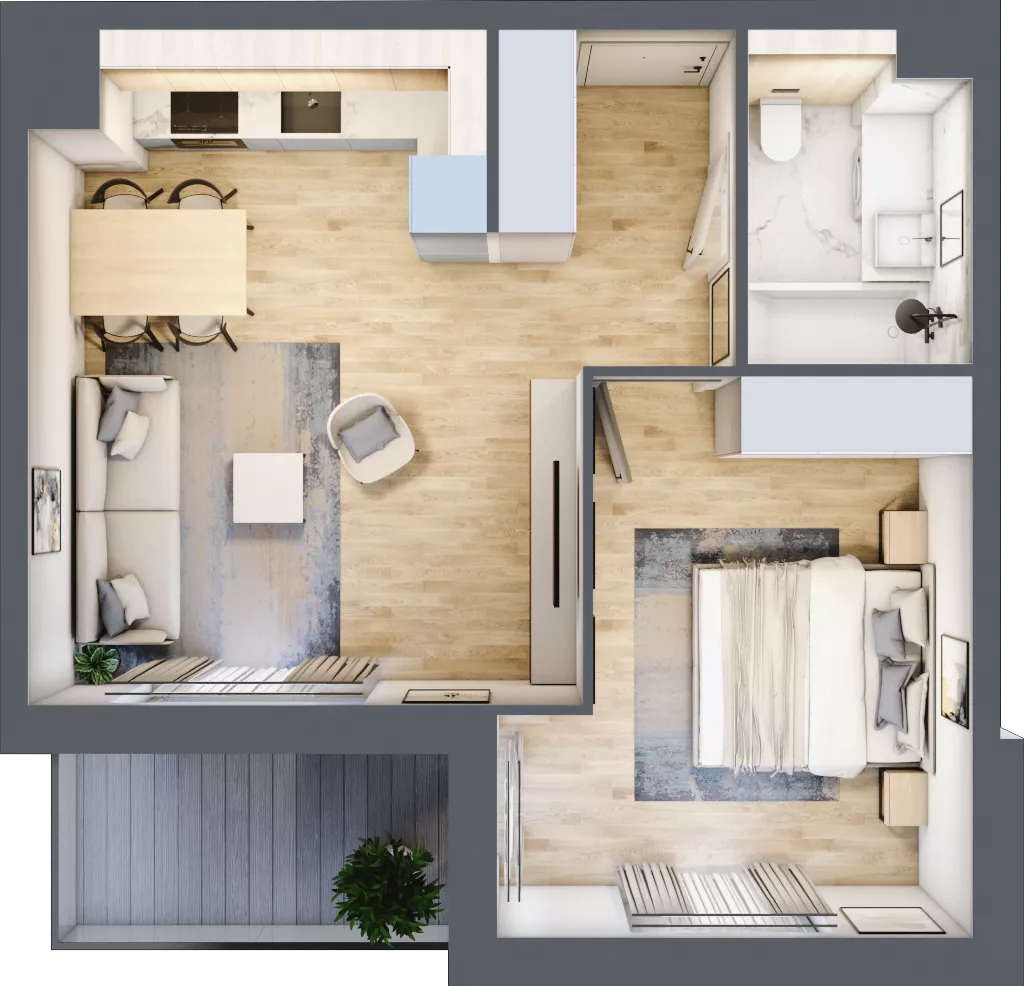 2 pokoje, mieszkanie 43,47 m², piętro 2, oferta nr I.2.4, ATAL Parkowa, Poznań, Nowe Miasto, Osiedle Warszawskie, ul. Mogileńska