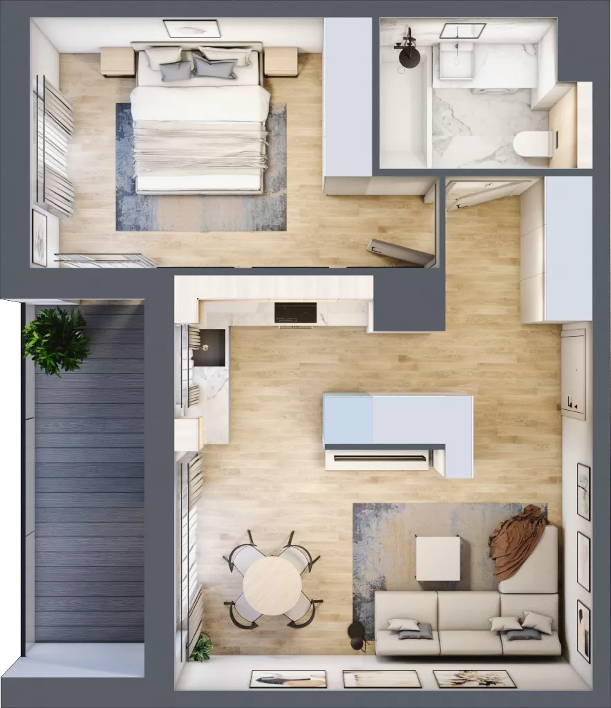 2 pokoje, mieszkanie 47,86 m², piętro 2, oferta nr E.2.4, ATAL Parkowa, Poznań, Nowe Miasto, Osiedle Warszawskie, ul. Mogileńska
