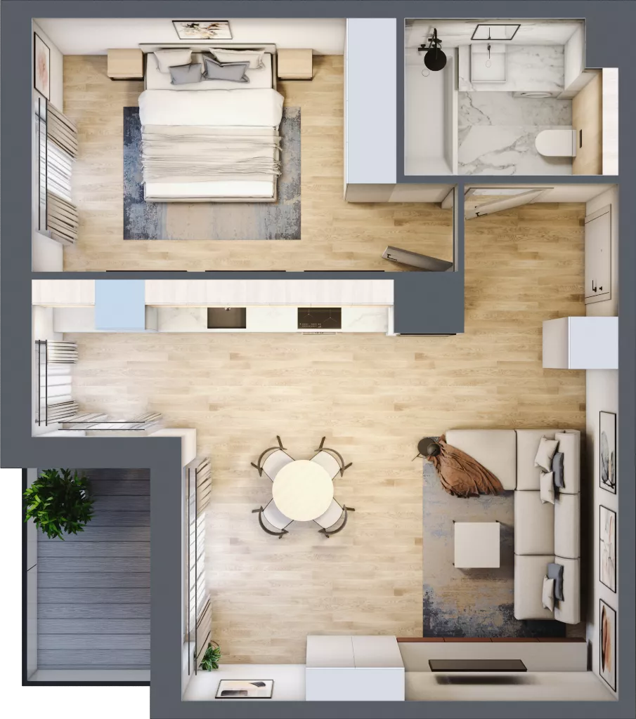 2 pokoje, mieszkanie 50,41 m², piętro 5, oferta nr E.5.3, ATAL Parkowa, Poznań, Nowe Miasto, Osiedle Warszawskie, ul. Mogileńska