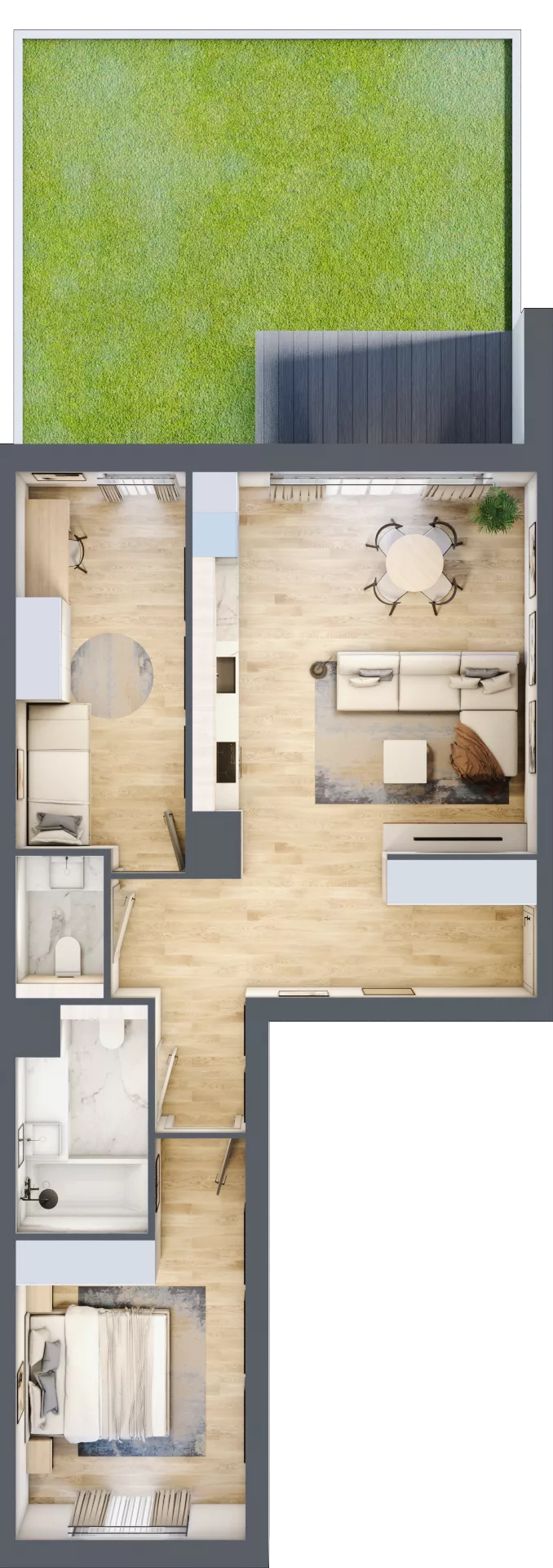 3 pokoje, mieszkanie 68,73 m², parter, oferta nr H.0.2, ATAL Parkowa, Poznań, Nowe Miasto, Osiedle Warszawskie, ul. Mogileńska