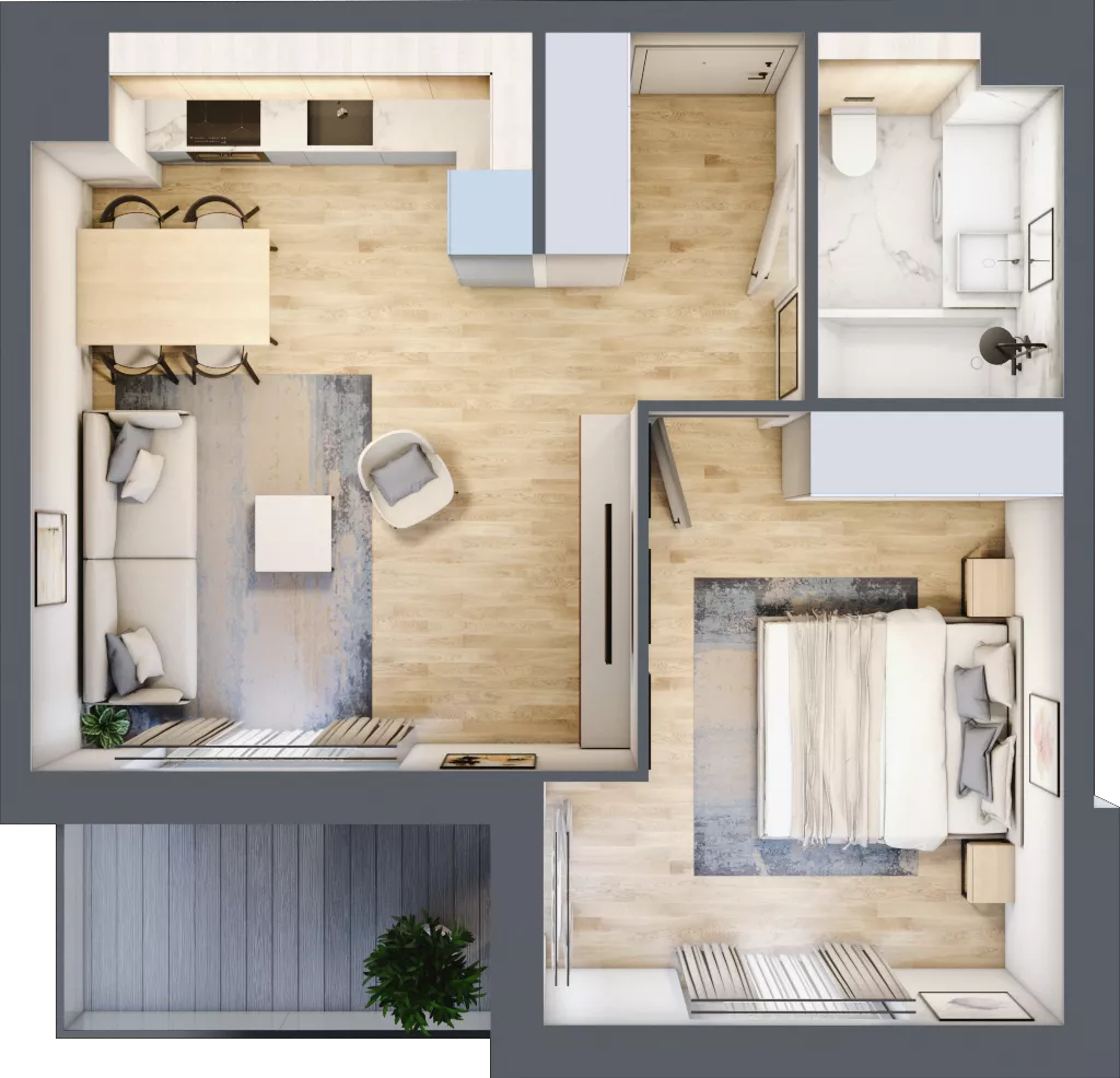 2 pokoje, mieszkanie 43,47 m², piętro 4, oferta nr I.4.4, ATAL Parkowa, Poznań, Nowe Miasto, Osiedle Warszawskie, ul. Mogileńska