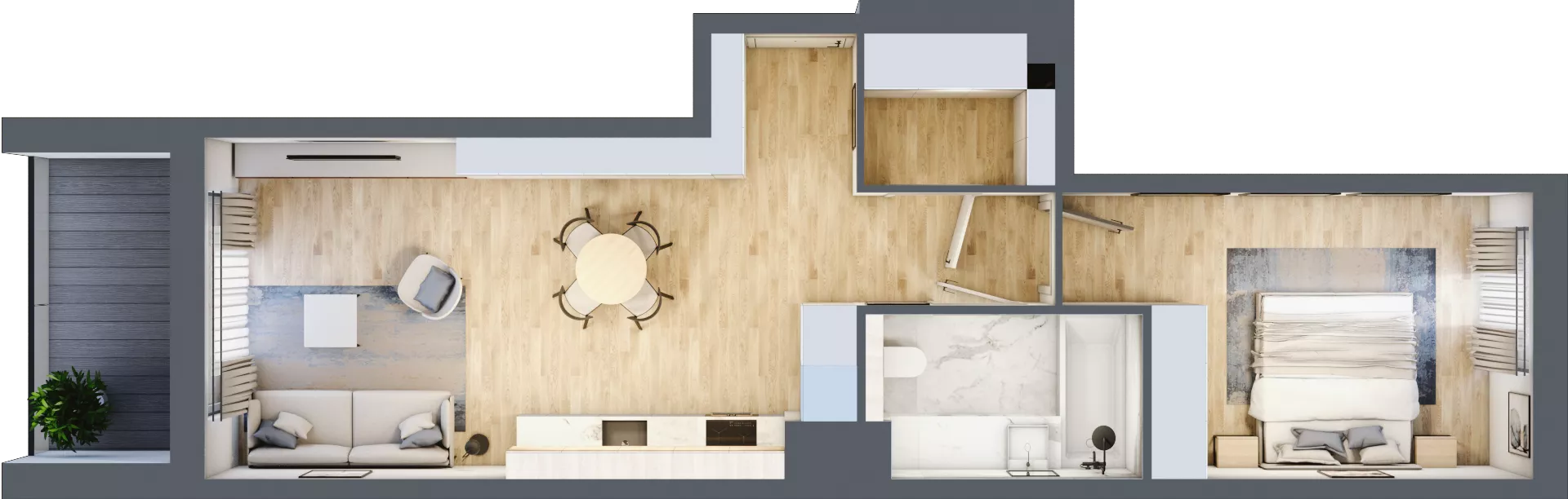 2 pokoje, mieszkanie 51,93 m², piętro 2, oferta nr F.2.1, ATAL Parkowa, Poznań, Nowe Miasto, Osiedle Warszawskie, ul. Mogileńska