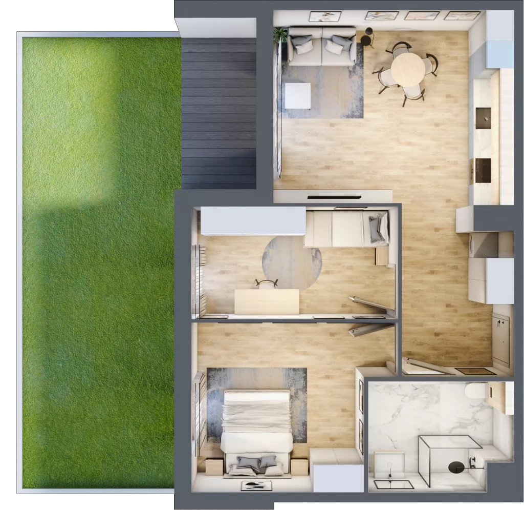 3 pokoje, mieszkanie 64,15 m², parter, oferta nr F.0.2, ATAL Parkowa, Poznań, Nowe Miasto, Osiedle Warszawskie, ul. Mogileńska