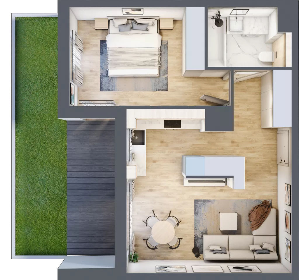 2 pokoje, mieszkanie 47,86 m², parter, oferta nr E.0.4, ATAL Parkowa, Poznań, Nowe Miasto, Osiedle Warszawskie, ul. Mogileńska
