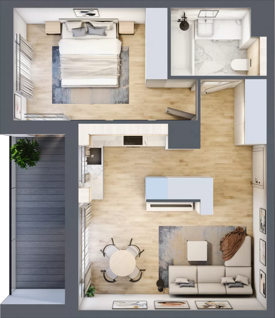 2 pokoje, mieszkanie 47,86 m², piętro 3, oferta nr E.3.4, ATAL Parkowa, Poznań, Nowe Miasto, Osiedle Warszawskie, ul. Mogileńska