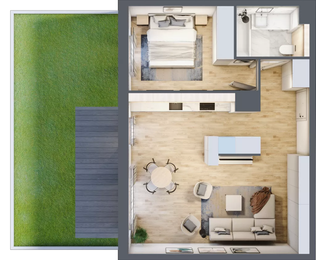 2 pokoje, mieszkanie 54,97 m², parter, oferta nr G.0.3, ATAL Parkowa, Poznań, Nowe Miasto, Osiedle Warszawskie, ul. Mogileńska