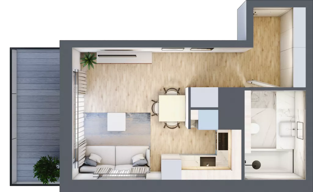 1 pokój, mieszkanie 28,45 m², piętro 2, oferta nr E.2.2, ATAL Parkowa, Poznań, Nowe Miasto, Osiedle Warszawskie, ul. Mogileńska