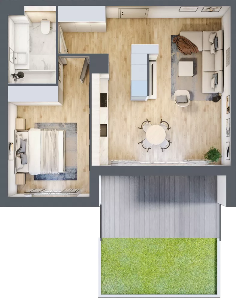 2 pokoje, mieszkanie 53,59 m², parter, oferta nr J.0.1, ATAL Parkowa, Poznań, Nowe Miasto, Osiedle Warszawskie, ul. Mogileńska