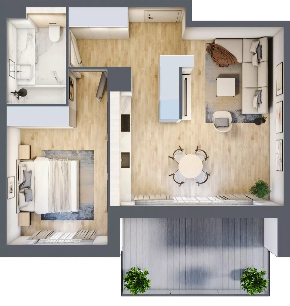 2 pokoje, mieszkanie 51,79 m², piętro 1, oferta nr J.1.4, ATAL Parkowa, Poznań, Nowe Miasto, Osiedle Warszawskie, ul. Mogileńska