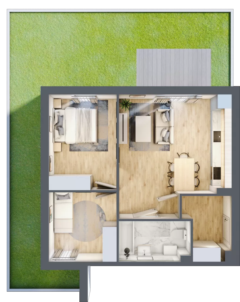 3 pokoje, mieszkanie 54,64 m², parter, oferta nr 2.2, ATAL Jasieny, Gdańsk, Jasień, ul. Stężycka